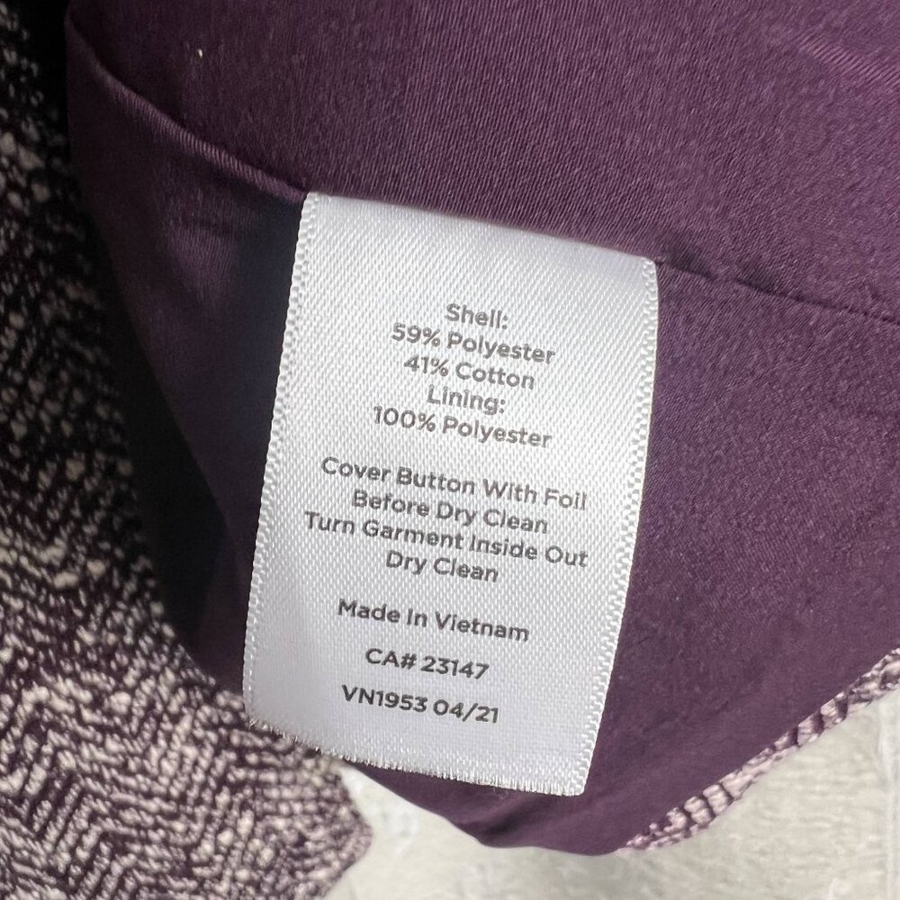 Talbots 18WP Woman Petite Melange Herringbone Blazer long-line jacket purple - Picture 10 of 11